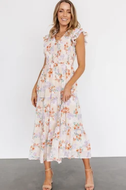 Clearance Baltic Born Arla Smocked Maxi Dress | Cream Floral CreamFloral