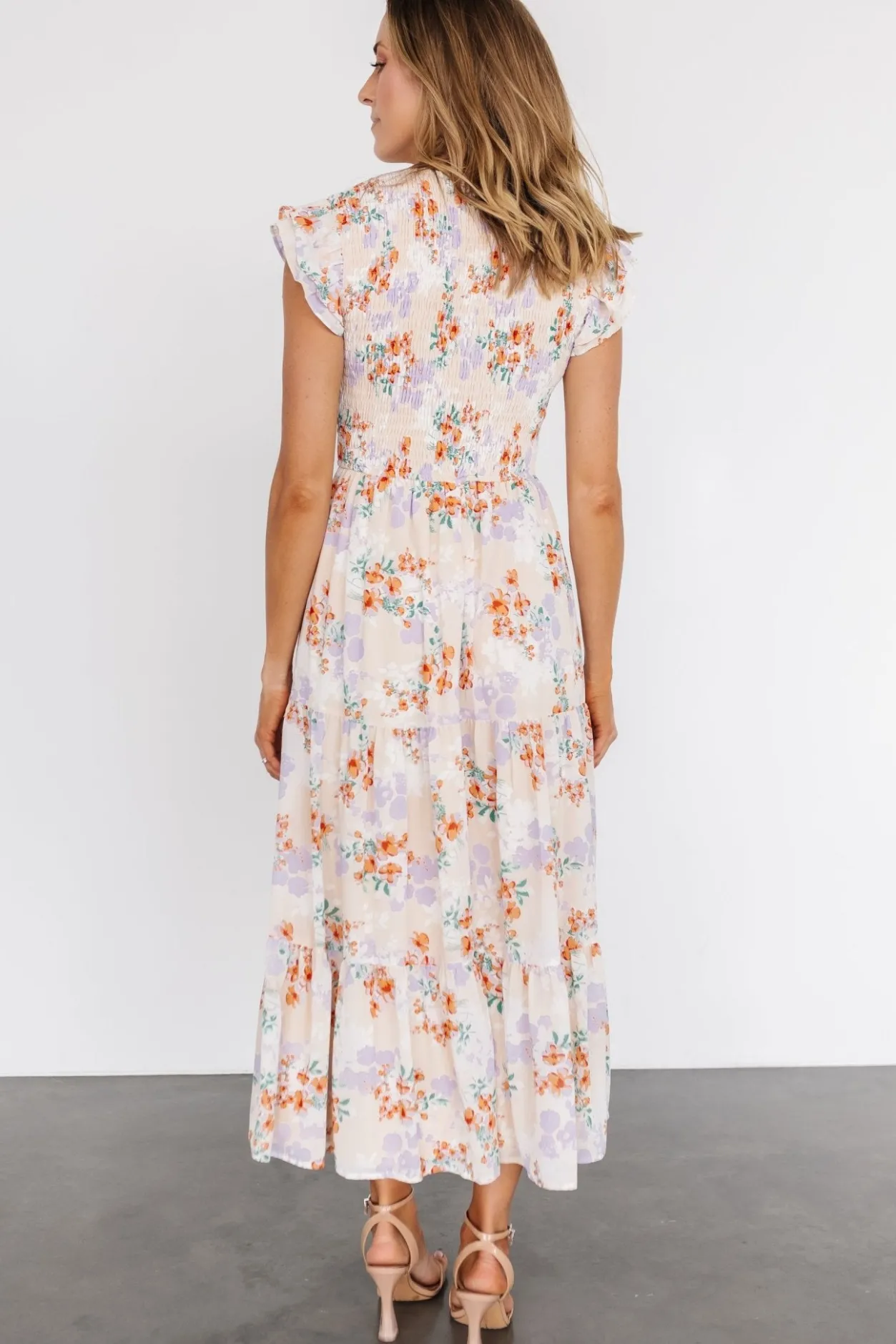 Clearance Baltic Born Arla Smocked Maxi Dress | Cream Floral CreamFloral