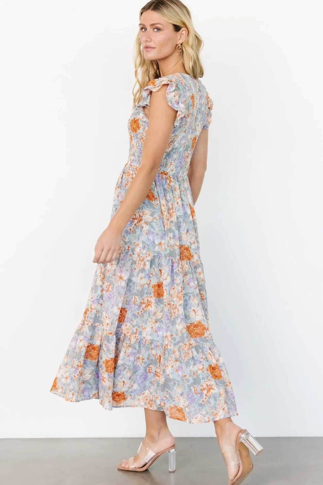 Online Baltic Born Arla Smocked Maxi Dress | Light Blue Floral LightBlueFloral