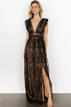 Best Baltic Born Arlene Shimmer Gown | Black + Nude Black+Nude