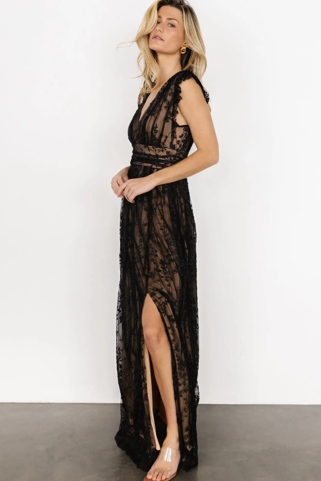 Best Baltic Born Arlene Shimmer Gown | Black + Nude Black+Nude