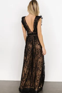 Best Baltic Born Arlene Shimmer Gown | Black + Nude Black+Nude