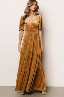 Best Baltic Born Artemis Velvet Maxi Dress | Dark Gold DarkGold