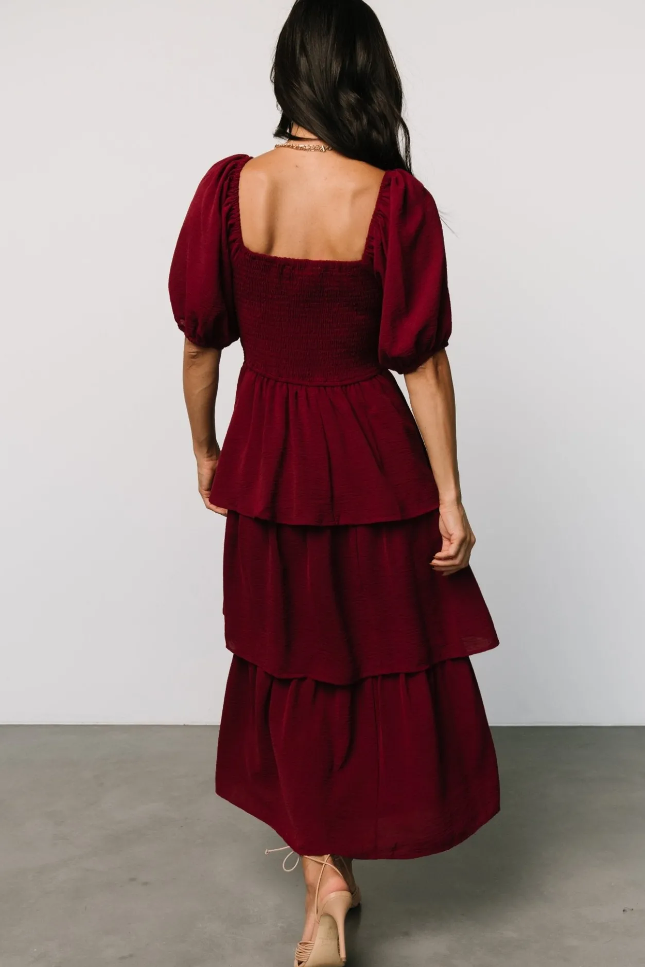 Clearance Baltic Born Ashbourne Tiered Dress | Burgundy