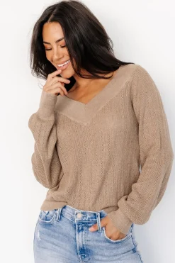 Clearance Baltic Born Ashby V Neck Sweater Top | Mocha
