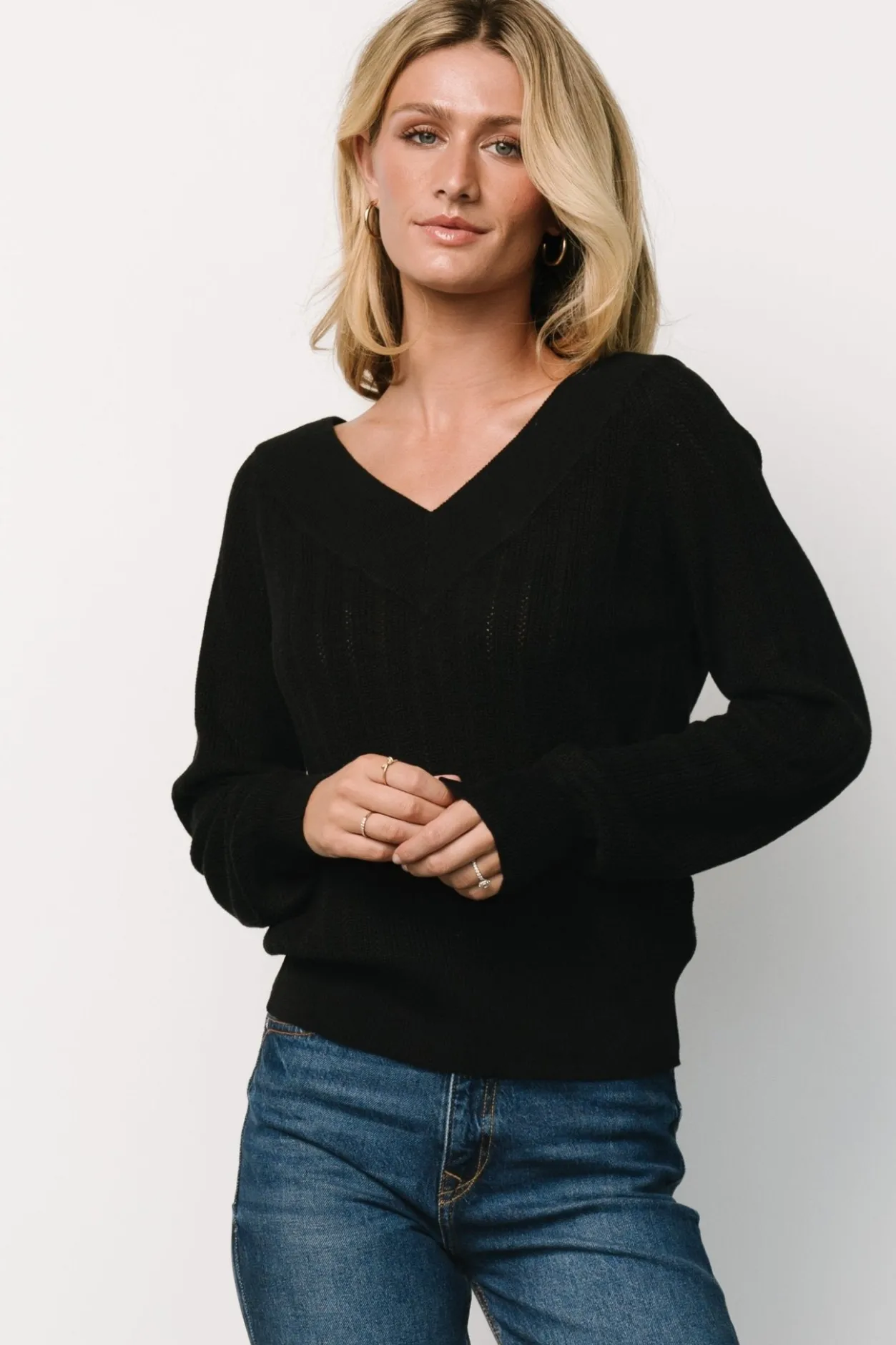 Online Baltic Born Ashby V Neck Sweater Top | Black