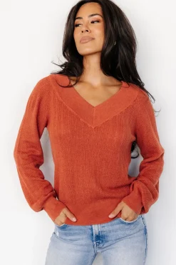 Outlet Baltic Born Ashby V Neck Sweater Top | Light Rust LightRust