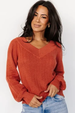 Outlet Baltic Born Ashby V Neck Sweater Top | Light Rust LightRust