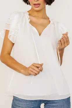 Best Baltic Born Asher Ruffle Sleeve Top | Off White OffWhite