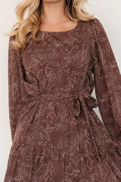 Outlet Baltic Born Ashlyn Long Sleeve Dress | Brown Print BrownPrint