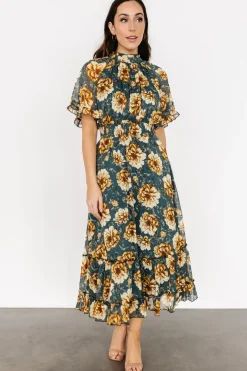 New Baltic Born Ashton Maxi Dress | Topaz + Gold Floral Topaz+GoldFloral