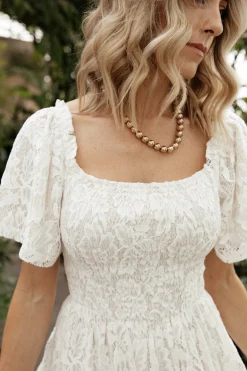 Hot Baltic Born Aspen Smocked Lace Maxi Dress | Off White OffWhite