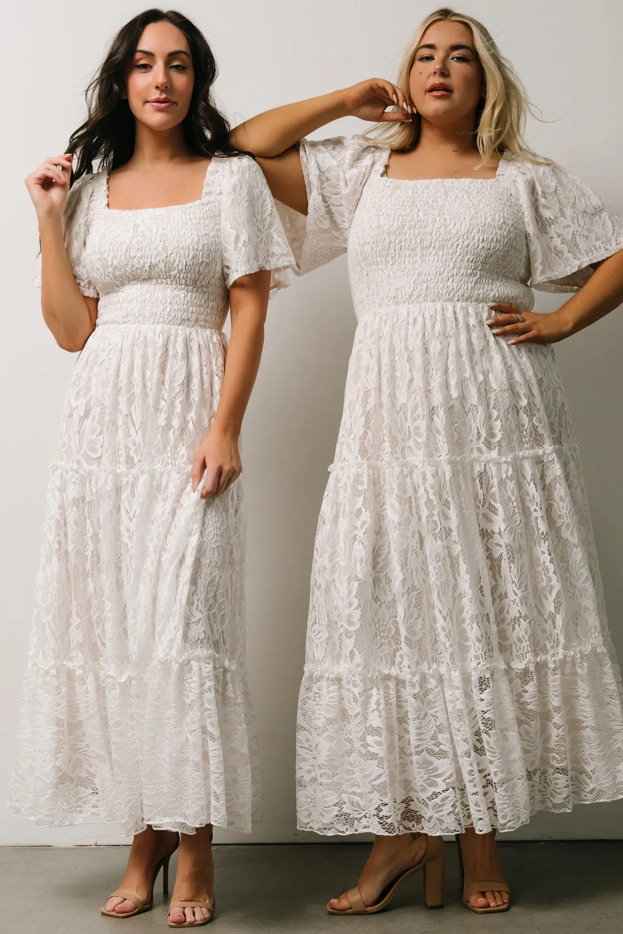 Hot Baltic Born Aspen Smocked Lace Maxi Dress | Off White OffWhite