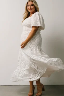 Hot Baltic Born Aspen Smocked Lace Maxi Dress | Off White OffWhite