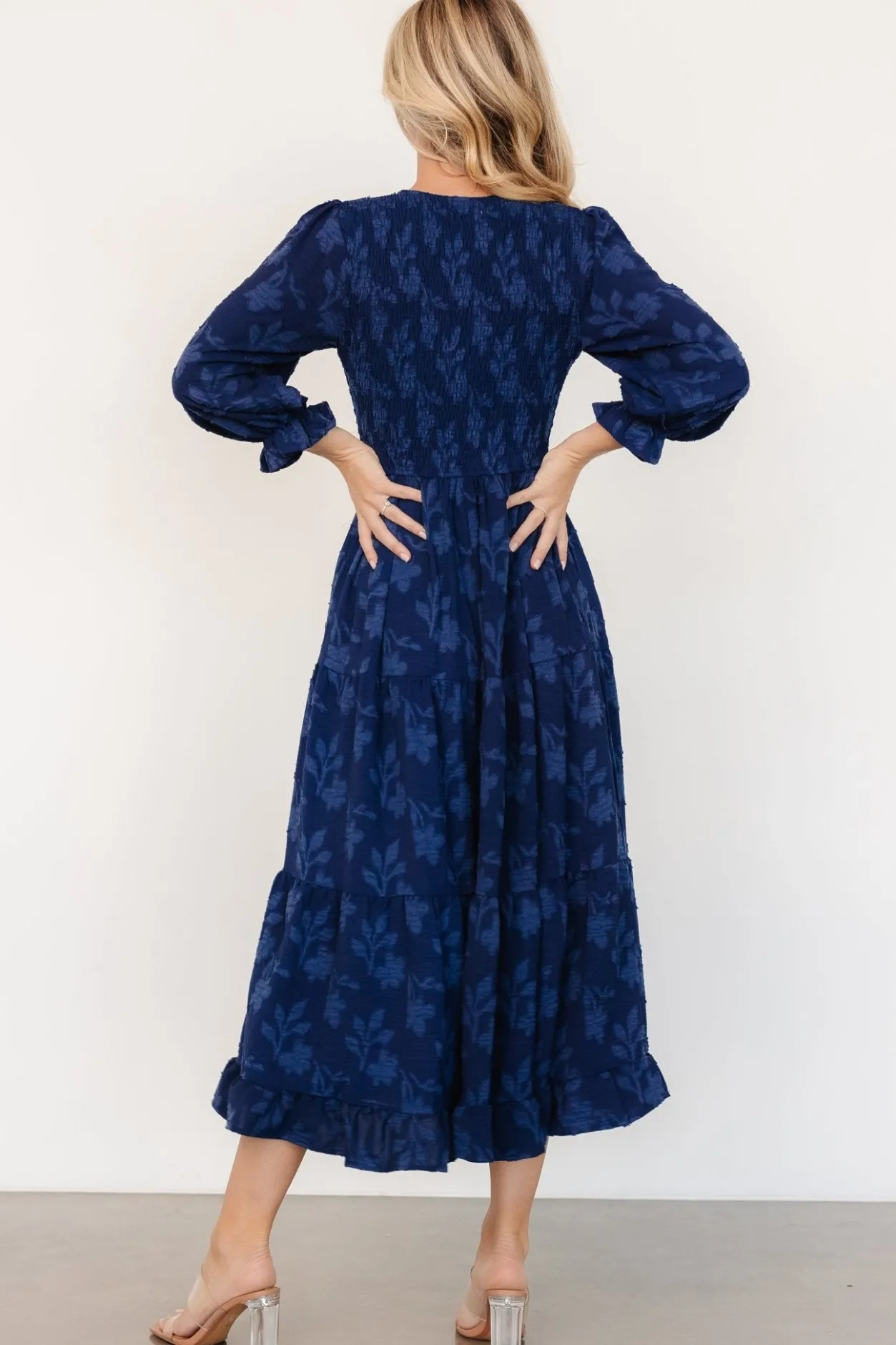 Best Baltic Born Aubrey Smocked Midi Dress | Navy Floral NavyFloral