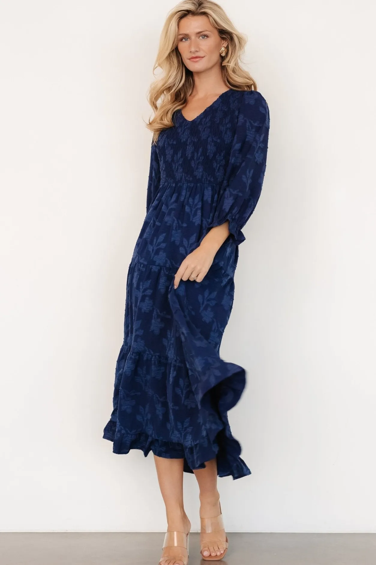 Best Baltic Born Aubrey Smocked Midi Dress | Navy Floral NavyFloral