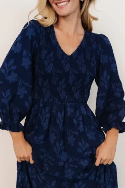 Best Baltic Born Aubrey Smocked Midi Dress | Navy Floral NavyFloral