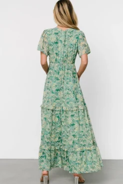 Sale Baltic Born Audrey Deep V Maxi Dress | Green Floral GreenFloral