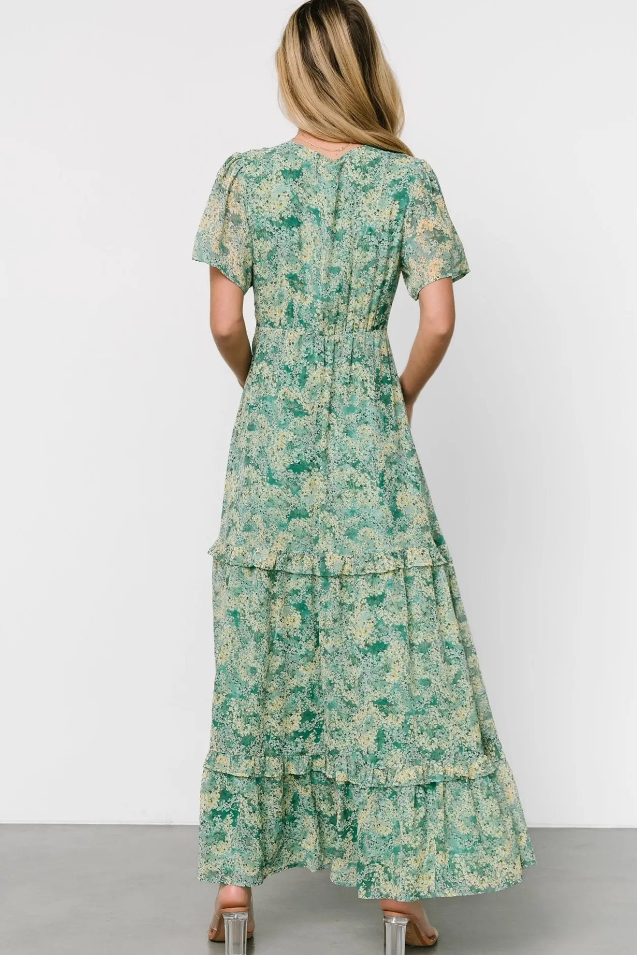 Sale Baltic Born Audrey Deep V Maxi Dress | Green Floral GreenFloral