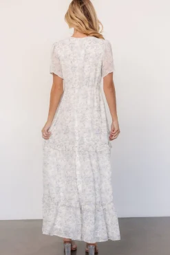 Hot Baltic Born Audrey Deep V Maxi Dress | Off White + Blue Floral OffWhite+BlueFloral