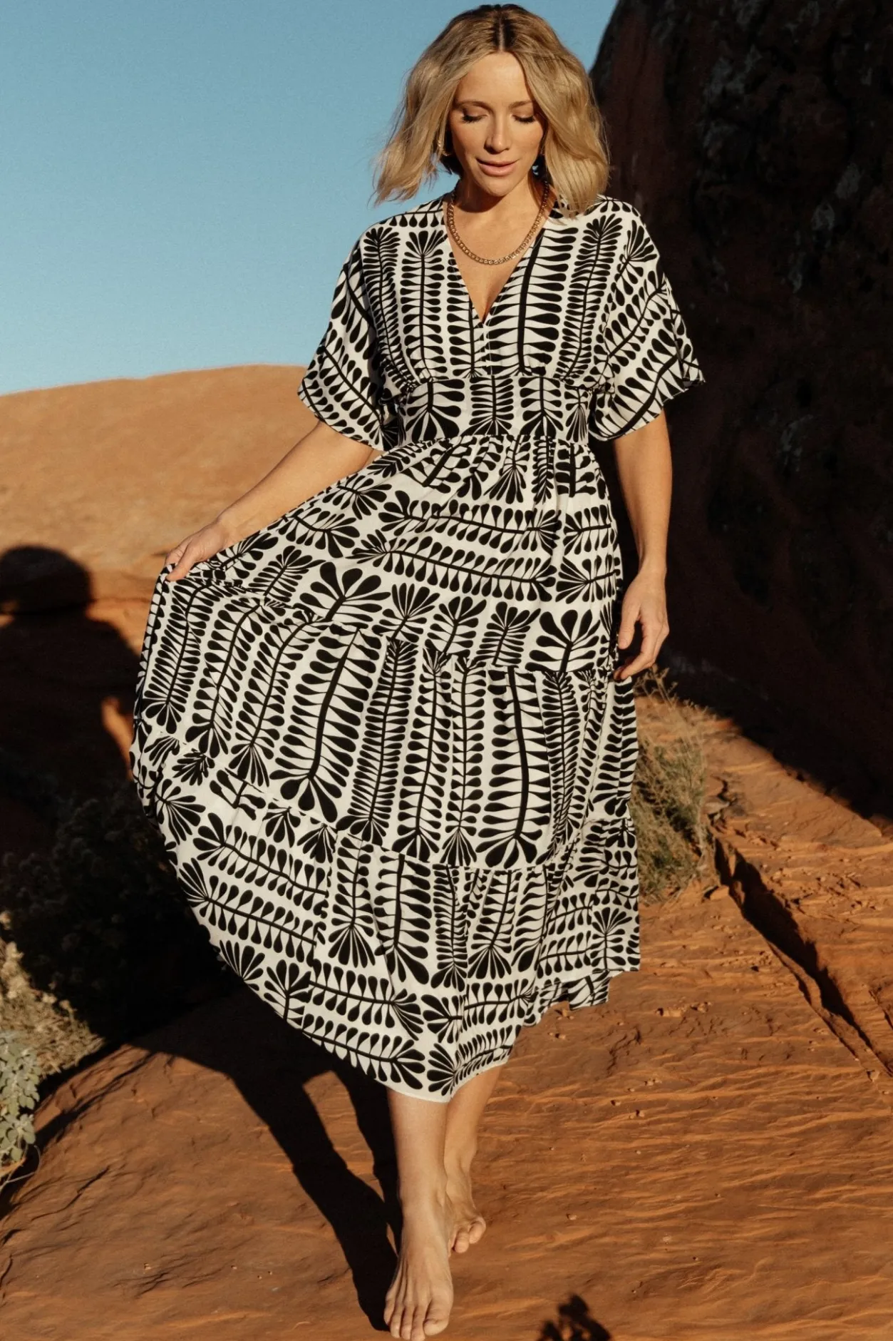 Clearance Baltic Born Austin Kimono Dress | Black Print BlackPrint