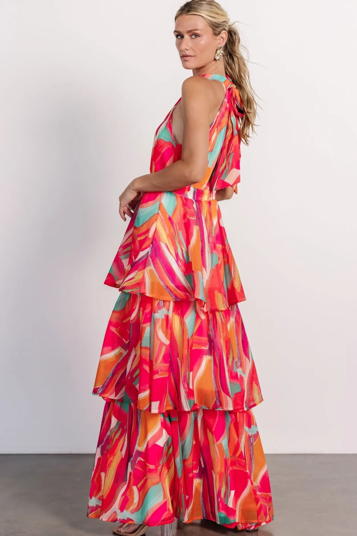 Fashion Baltic Born Autumn Halter Maxi Dress | Fuchsia Multi FuchsiaMulti