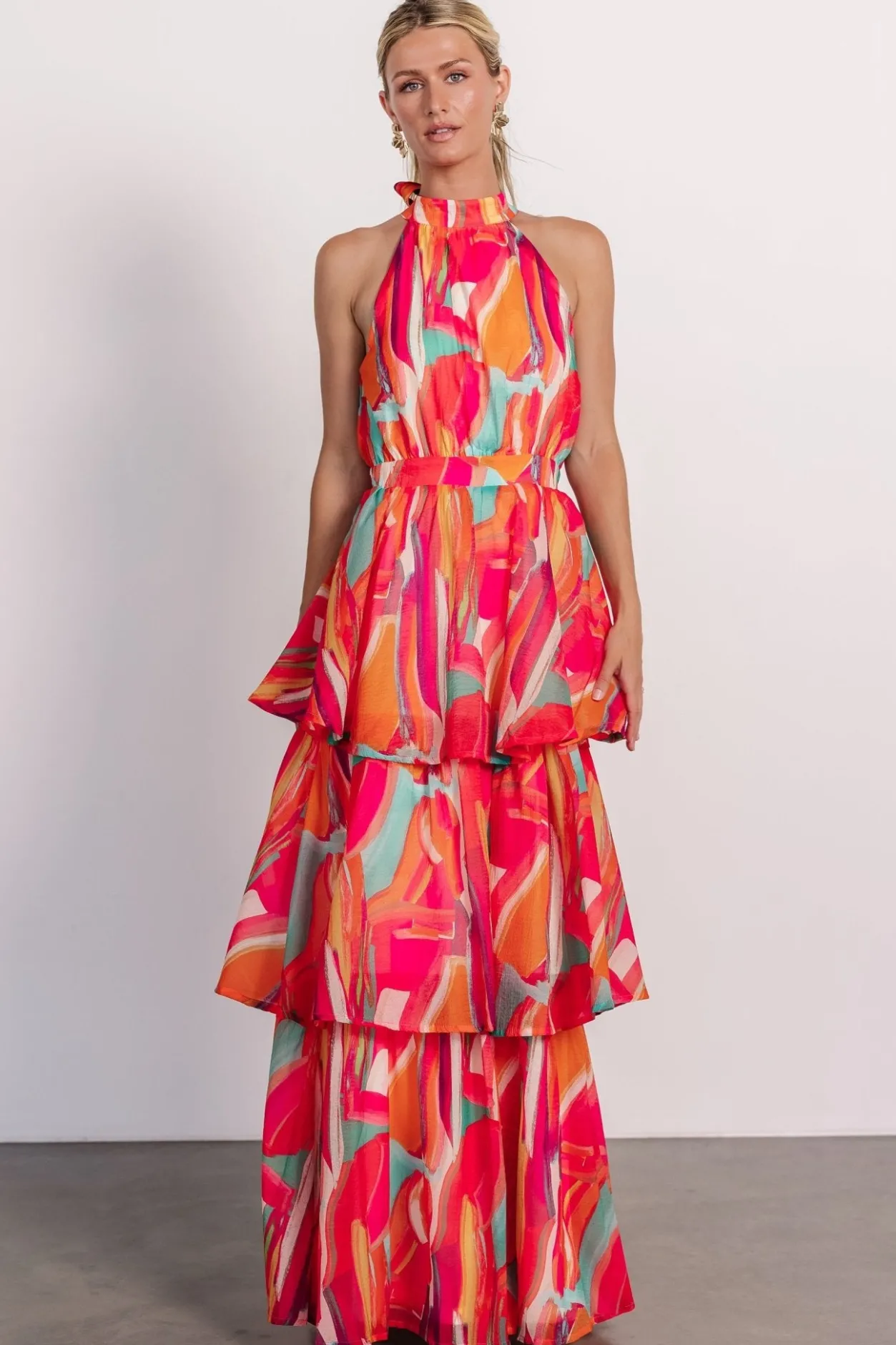 Fashion Baltic Born Autumn Halter Maxi Dress | Fuchsia Multi FuchsiaMulti