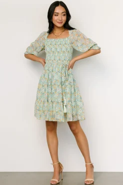 Fashion Baltic Born Azlyn Smocked Short Dress | Sage Floral SageFloral
