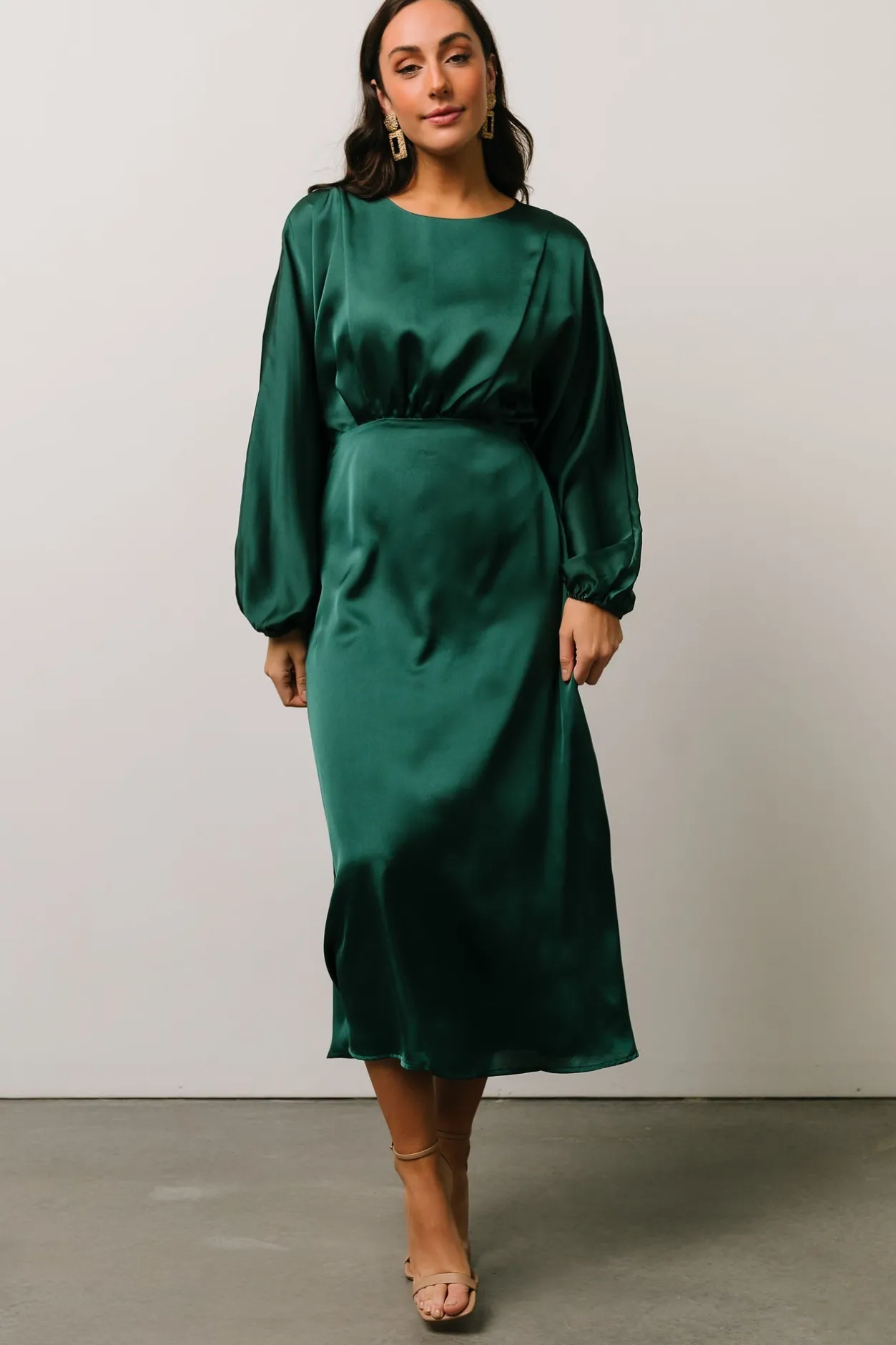 Sale Baltic Born Balta Satin Midi Dress | Emerald