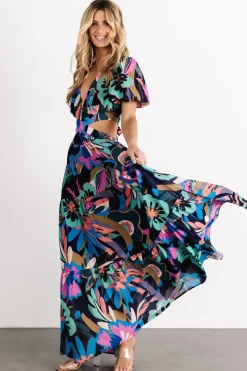 Fashion Baltic Born Bastina Open Back Maxi Dress | Black Print BlackPrint