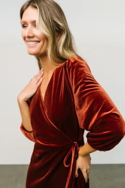 Clearance Baltic Born Beckinsale Velvet Wrap Dress | Cinnamon