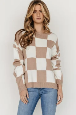 Best Baltic Born Bella Checkered Sweater | Taupe