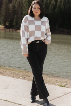 Best Baltic Born Bella Checkered Sweater | Taupe