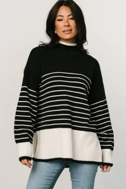 Discount Baltic Born Benedict Stripe Knit Sweater | Black + Cream Black+Cream