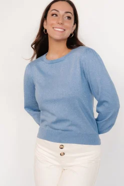 Fashion Baltic Born Benson Shimmer Sweater Top | Blue