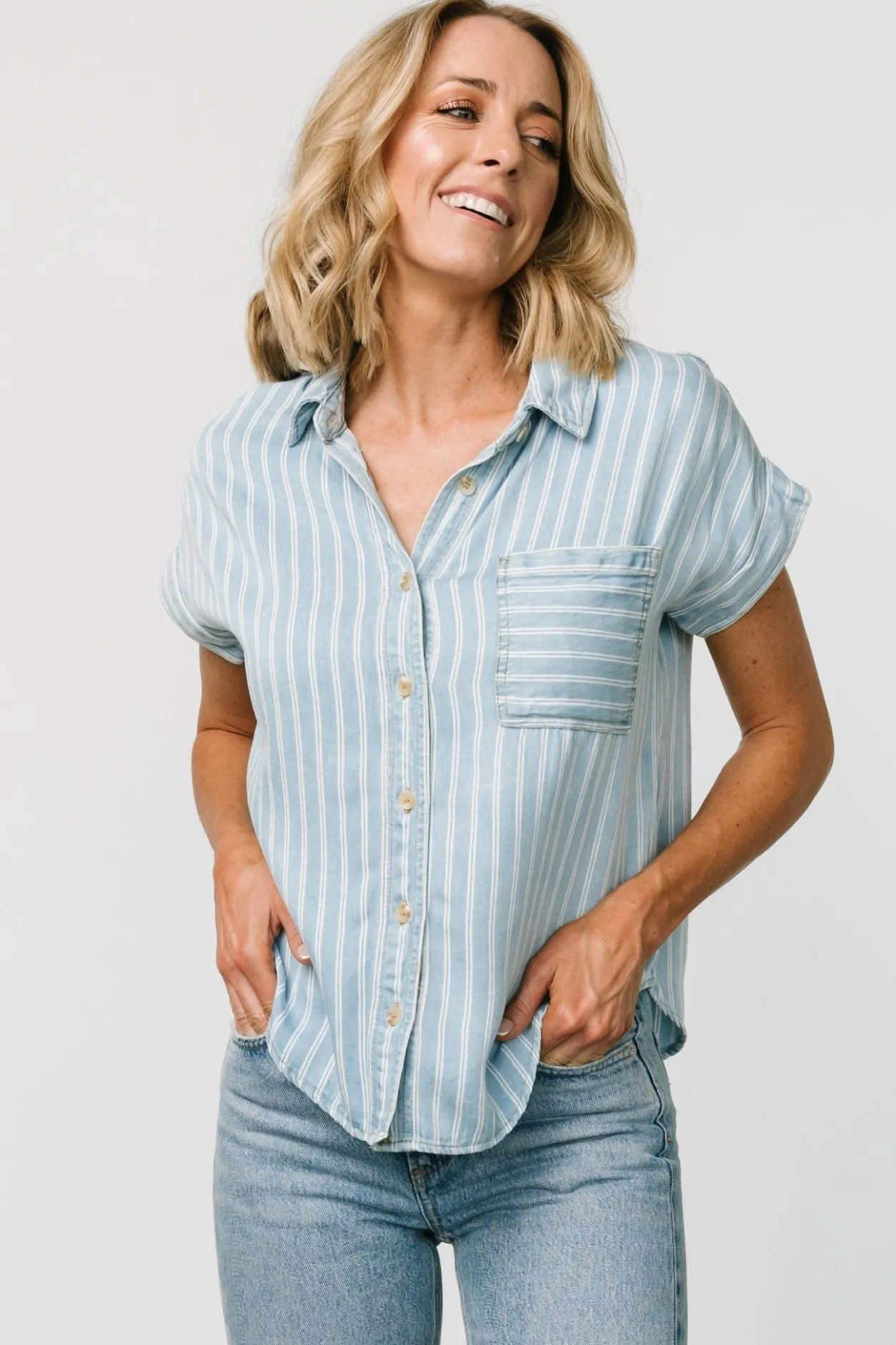 Hot Baltic Born Berkley Striped Top | Denim Blue DenimBlue
