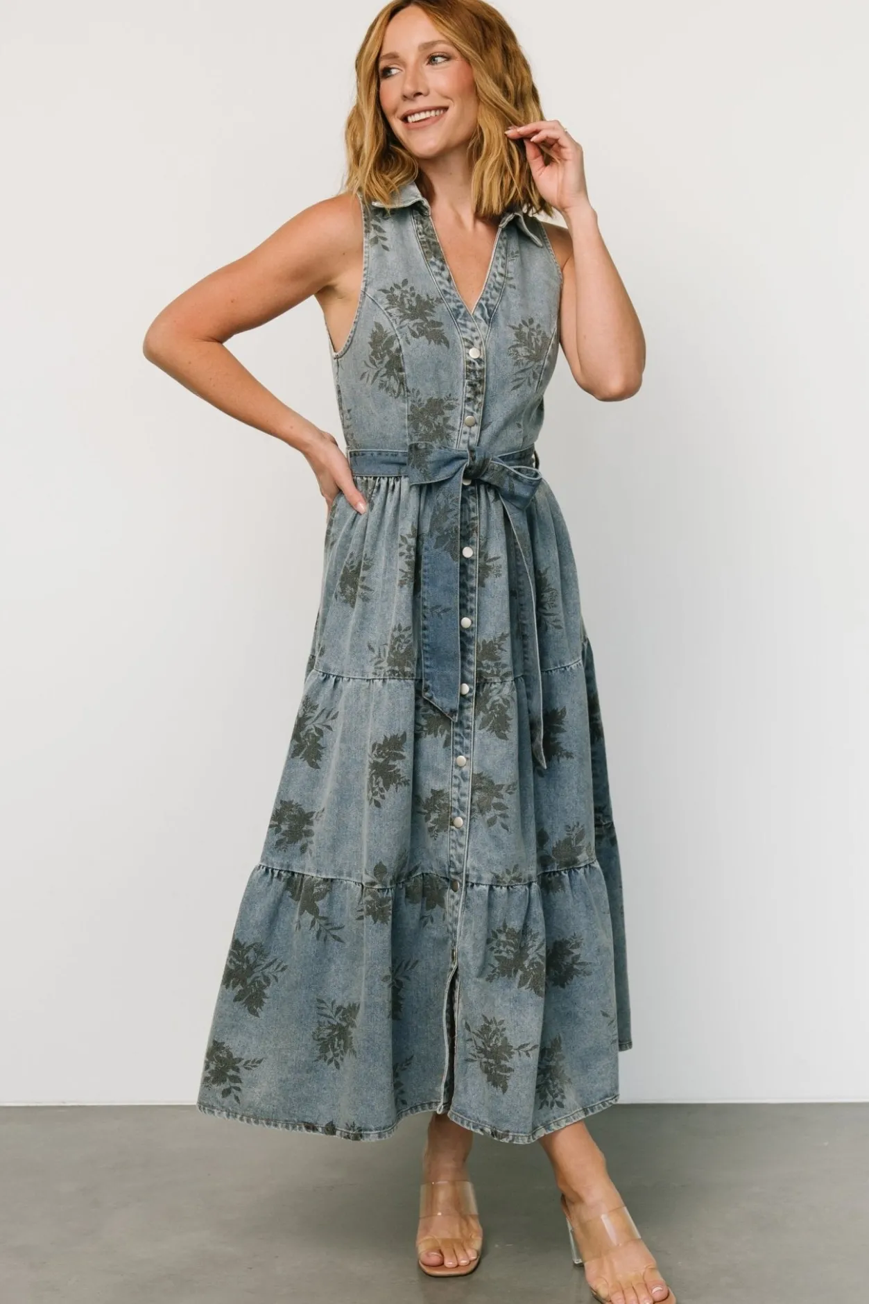 Clearance Baltic Born Bernadette Sleeveless Denim Dress | Washed Blue WashedBlue