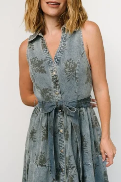 Clearance Baltic Born Bernadette Sleeveless Denim Dress | Washed Blue WashedBlue