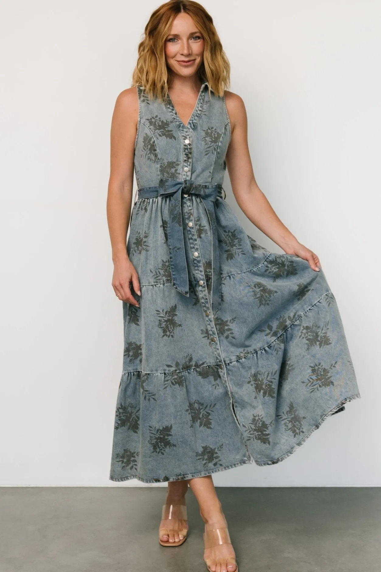 Clearance Baltic Born Bernadette Sleeveless Denim Dress | Washed Blue WashedBlue