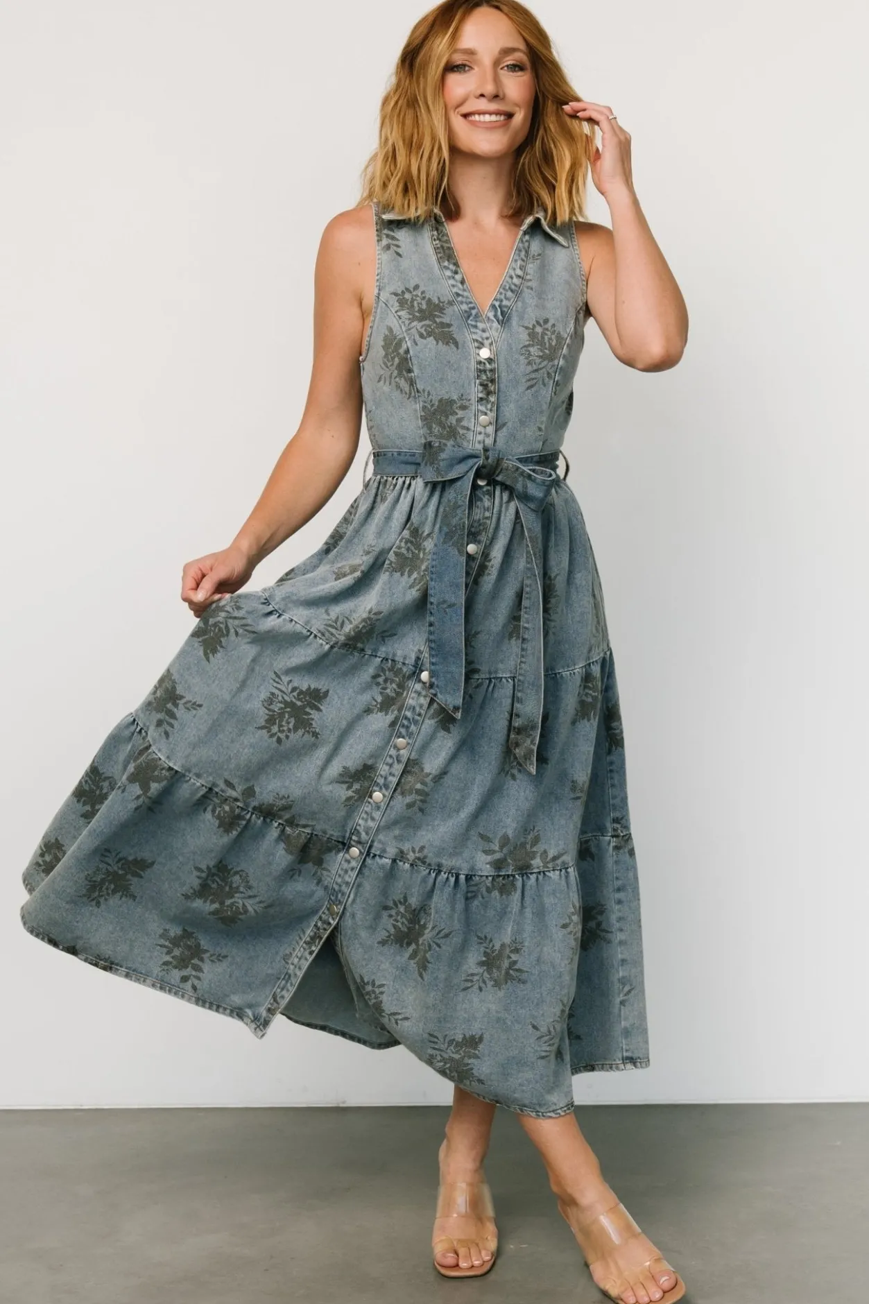 Clearance Baltic Born Bernadette Sleeveless Denim Dress | Washed Blue WashedBlue
