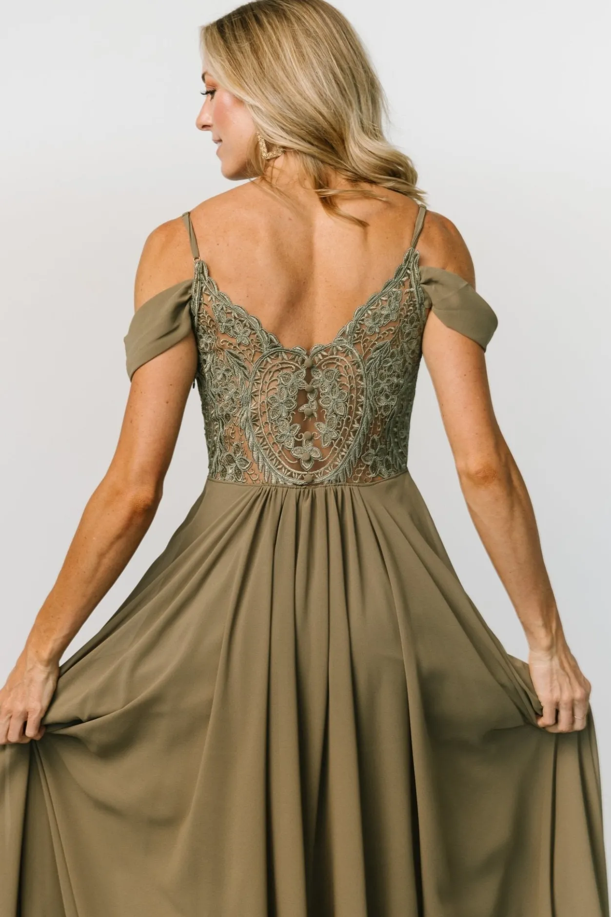Discount Baltic Born Bianca Lace Maxi Dress | Olive