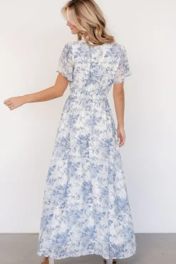 Hot Baltic Born Birdie Maxi Dress | Off White + Blue OffWhite+Blue