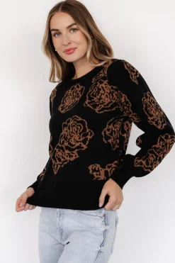 New Baltic Born Blake Floral Sweater | Black + Camel Black+Camel
