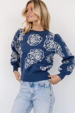 Online Baltic Born Blake Floral Sweater | Blue + Cream Blue+Cream