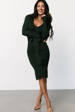 Clearance Baltic Born Blayne Ribbed Midi Dress | Emerald