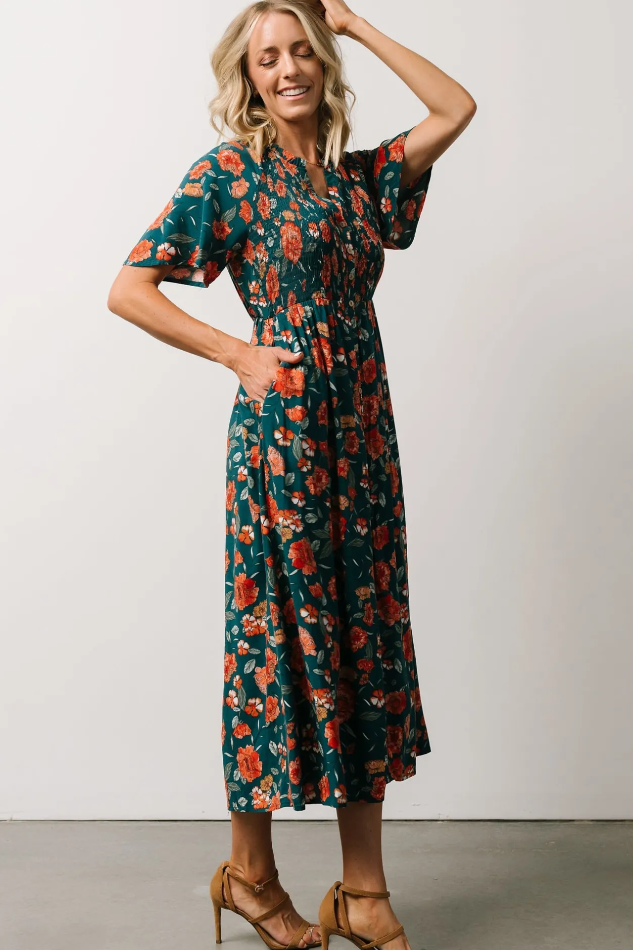 Best Baltic Born Botega Midi Dress | Jade Multi Floral JadeMultiFloral