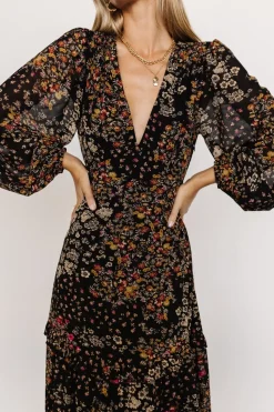 Online Baltic Born Bowman Deep V Maxi Dress | Black Multi BlackMulti