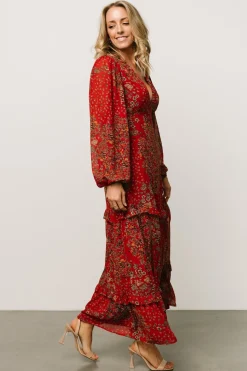 Discount Baltic Born Bowman Deep V Maxi Dress | Red Multi RedMulti
