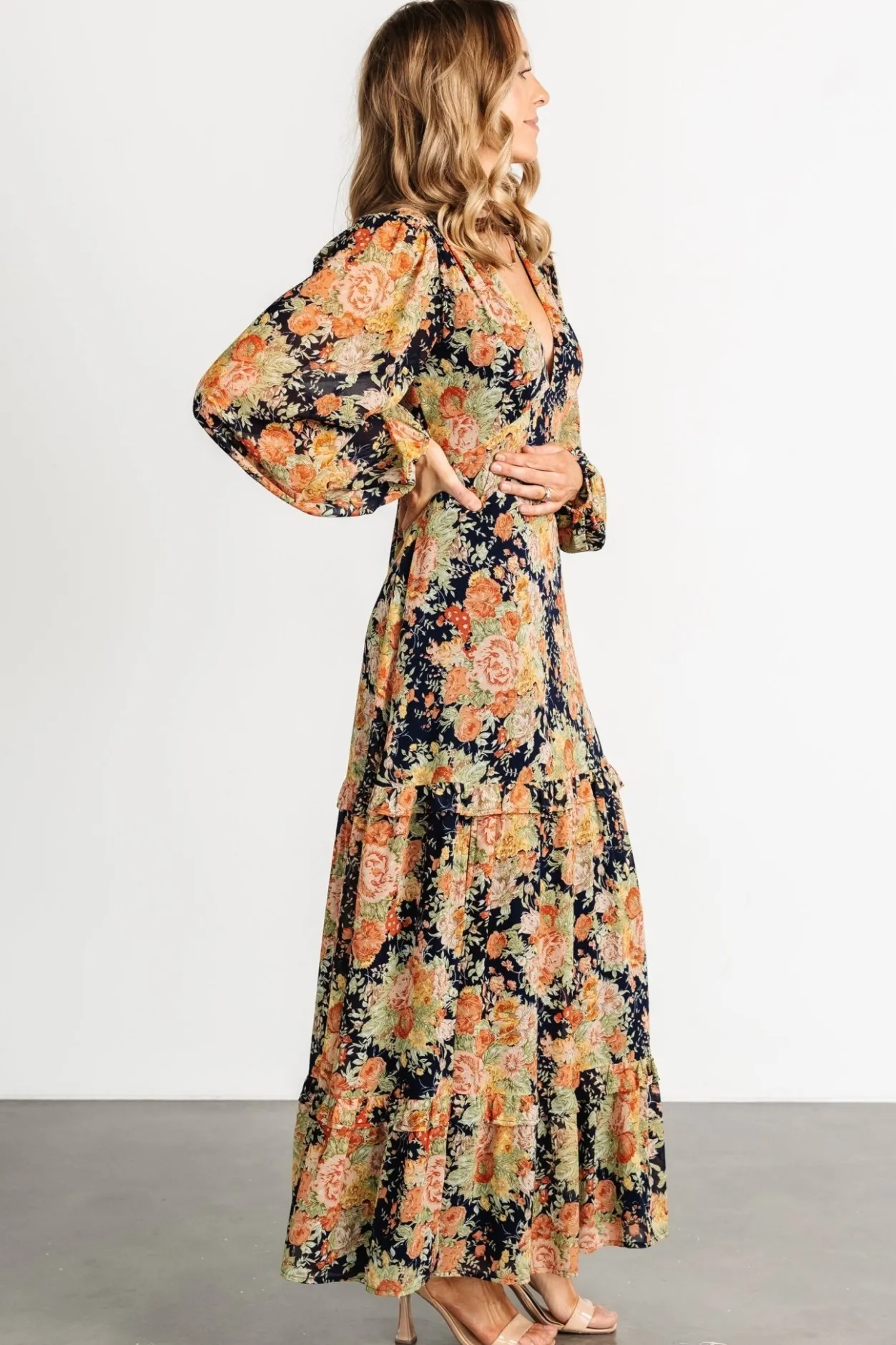 Discount Baltic Born Bowman Deep V Maxi Dress | Navy Floral NavyFloral