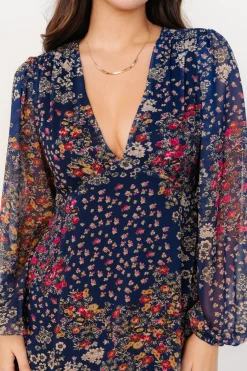 Outlet Baltic Born Bowman Deep V Maxi Dress | Dark Blue Multi DarkBlueMulti